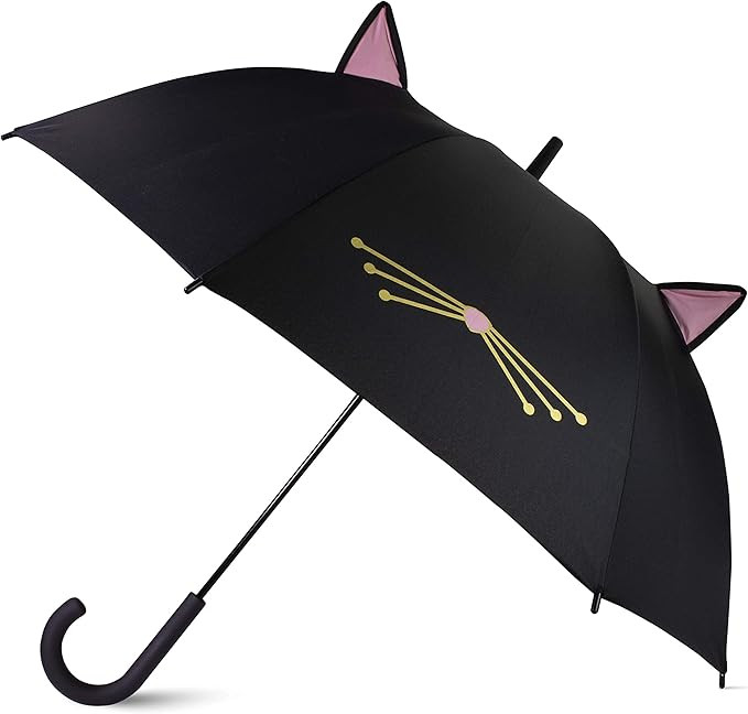 Kate Spade New York Large Lightweight Travel Umbrella, Black Cat | Amazon (US)