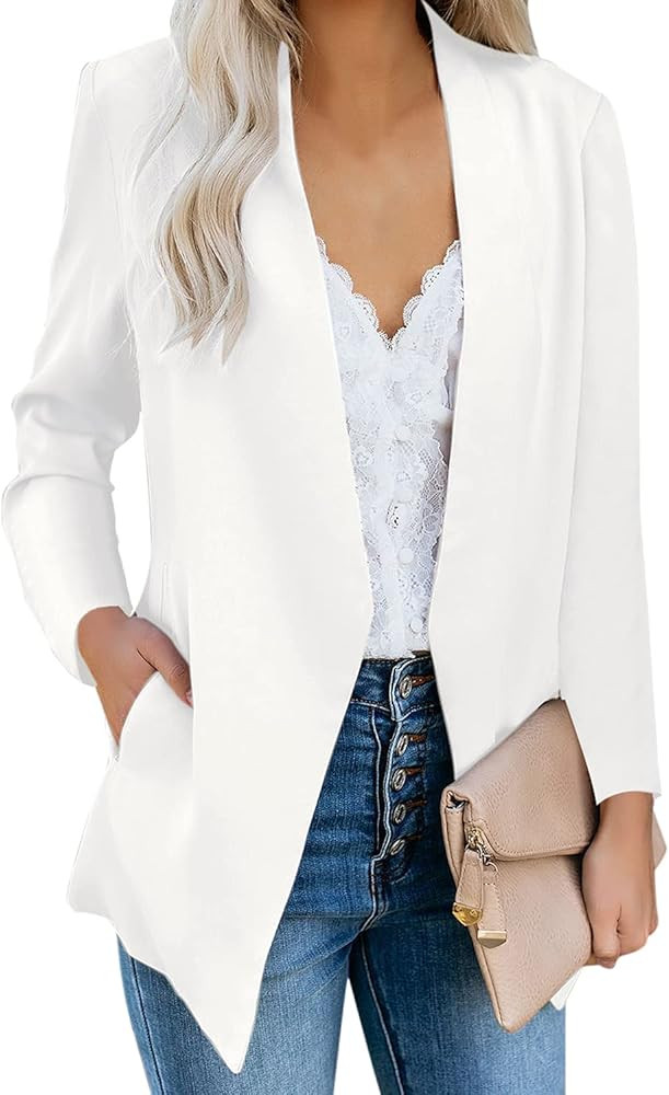 GRAPENT Women's Open Front Business Casual Pockets Work Office Blazer Jacket Suit | Amazon (US)