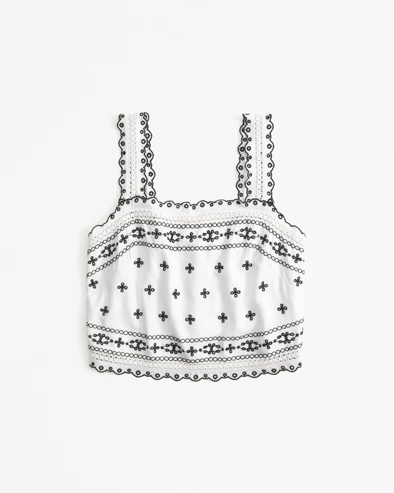 Linen-Blend Embroidered Tie-Back Top | Abercrombie & Fitch (UK)