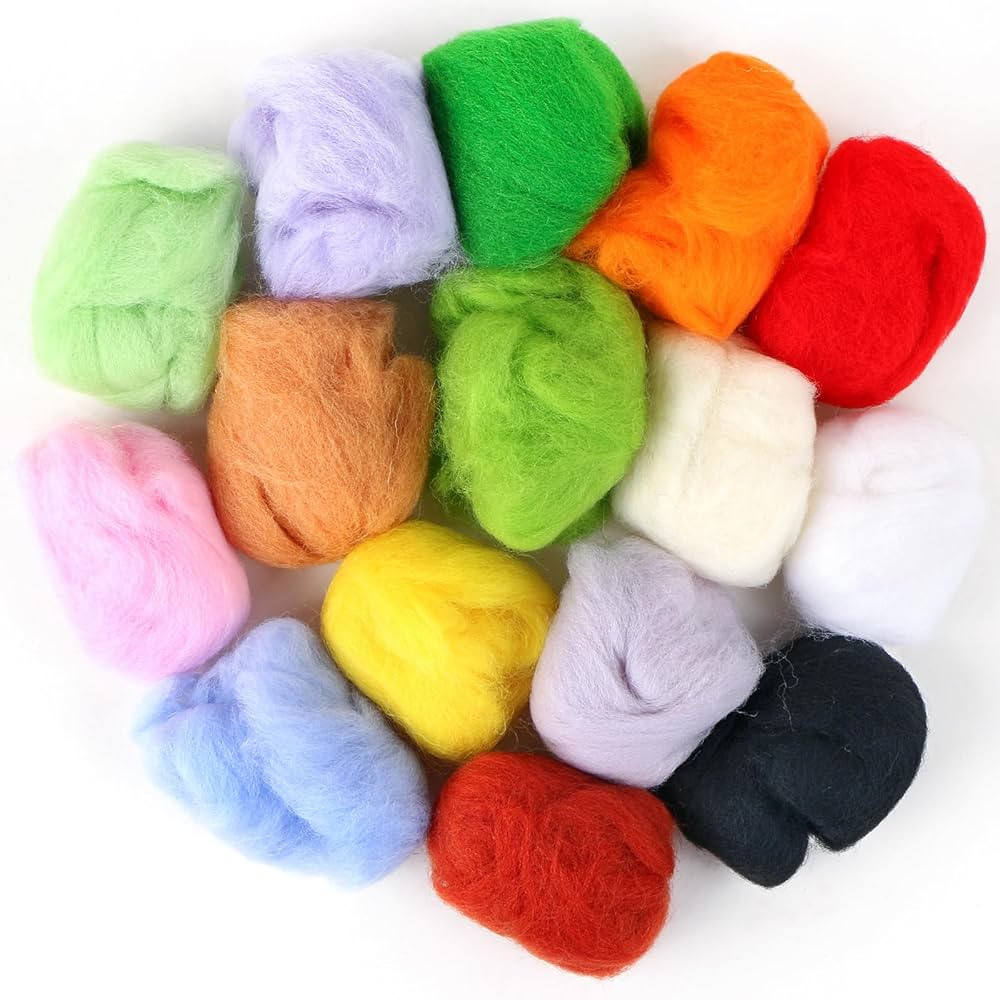 MIDELONG Needle Felting Wool, Fibre Wool Yarn Roving Needle Felt Wool Hand Spinning for Wool Felt... | Amazon (US)