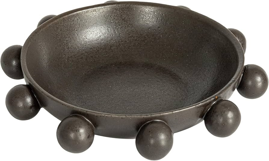 Bloomingville 9.75 Inches Stoneware Bowl with Orbs and Reactive Glaze, Black | Amazon (US)