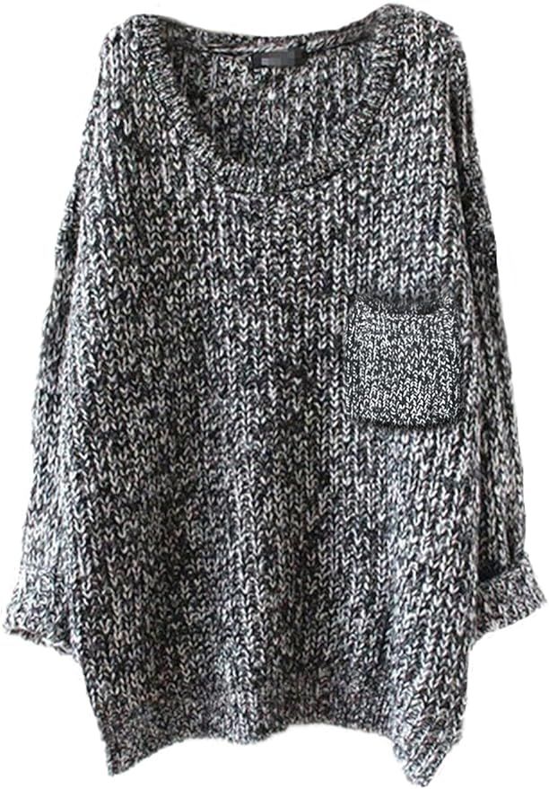 Women’s Casual Unbalanced Crew Neck Knit Sweater Loose Pullover Cardigan | Amazon (US)