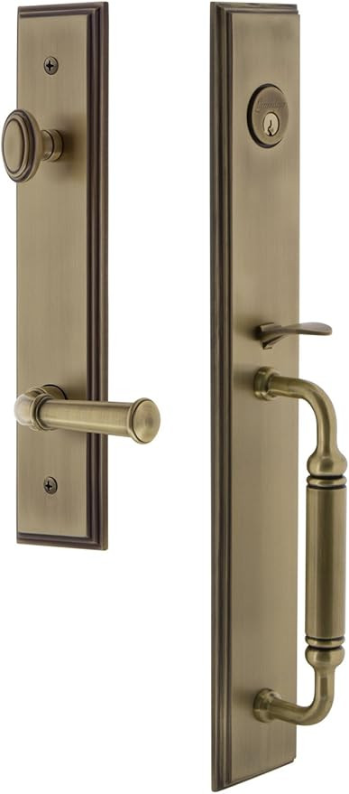 Grandeur 843081 Hardware Carre' One-Piece Handleset with C Grip and Georgetown Lever, Backset Siz... | Amazon (US)