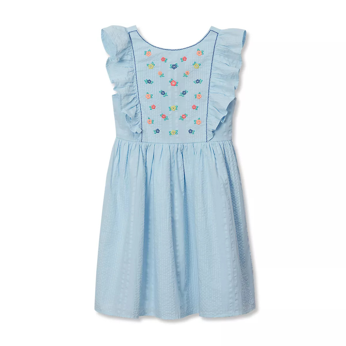 Girls Short Sleeve Seersucker Dress | Lands' End (US)