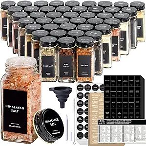 Laramaid 4oz 24Pack Spice Jars with 455 Black Vinyl Spice Labels, Shaker Lids Dispenser with Airt... | Amazon (US)