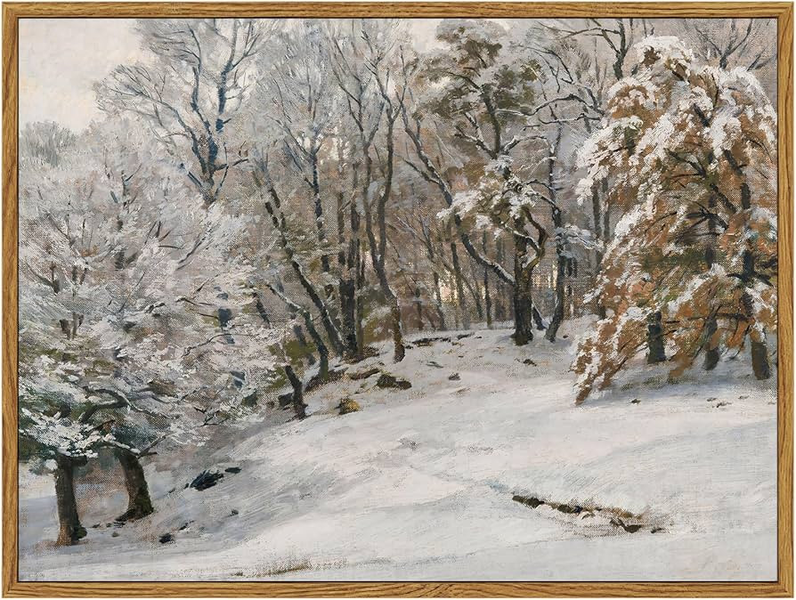 ARPEOTCY Framed Canvas Wall Art, Winter Landscape Christmas Decor, Living Room Snow Scenery Paint... | Amazon (US)