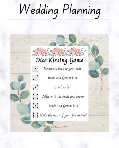 Check out this wedding dice kissing game

Wedding planning, summer wedding, destination wedding, wedding inspiration, wedding planner 

#LTKeurope #LTKfindsunder50 #LTKwedding