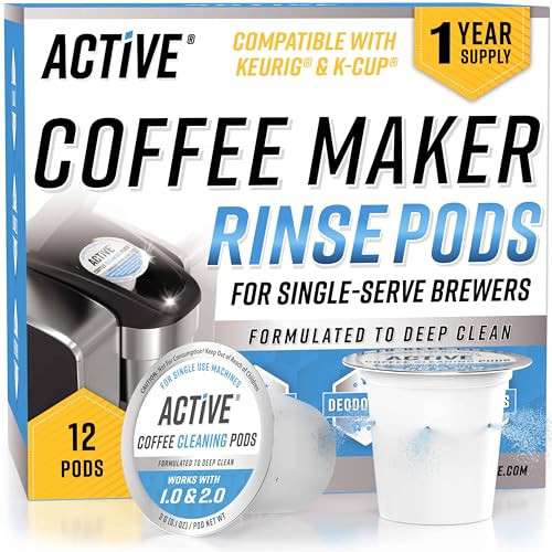 ACTIVE K-Cup Compatible Keurig Cleaning Pods - Quick-Rinse Cleaners for Single Serve Coffee Machine, 12 Month Coffee Maker Cleaner Kit, Brewer Clean Cups for Keurig 1.0, 2.0, Mini Machines - 12 Pack | Amazon (US)