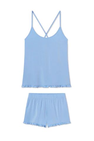DreamKnit Charlotte Shorts Set in French Blue | Lake Pajamas