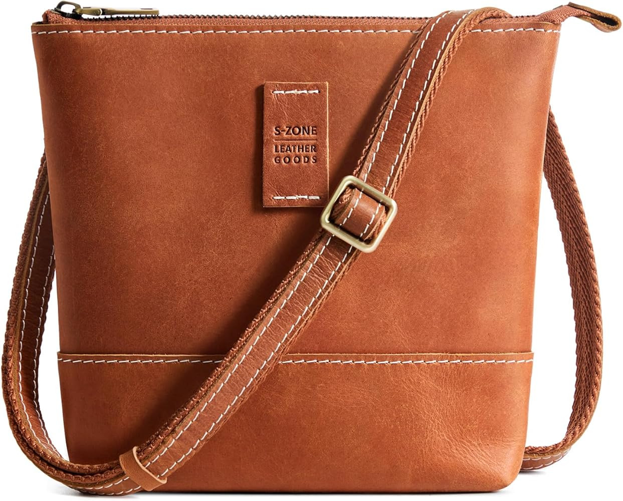 S-ZONE Leather Crossbody Bags for Women Small Over the Shoulder Purses and Handbags Trendy | Amazon (US)