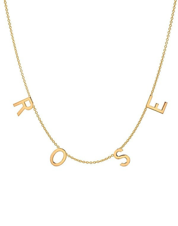 14k Gold Spaced Initial Necklace | Zoe Lev Jewelry