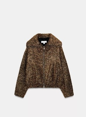 ZARA METALLIC THREAD BOMBER JACKET Black gold | 9530/601/830 | eBay US