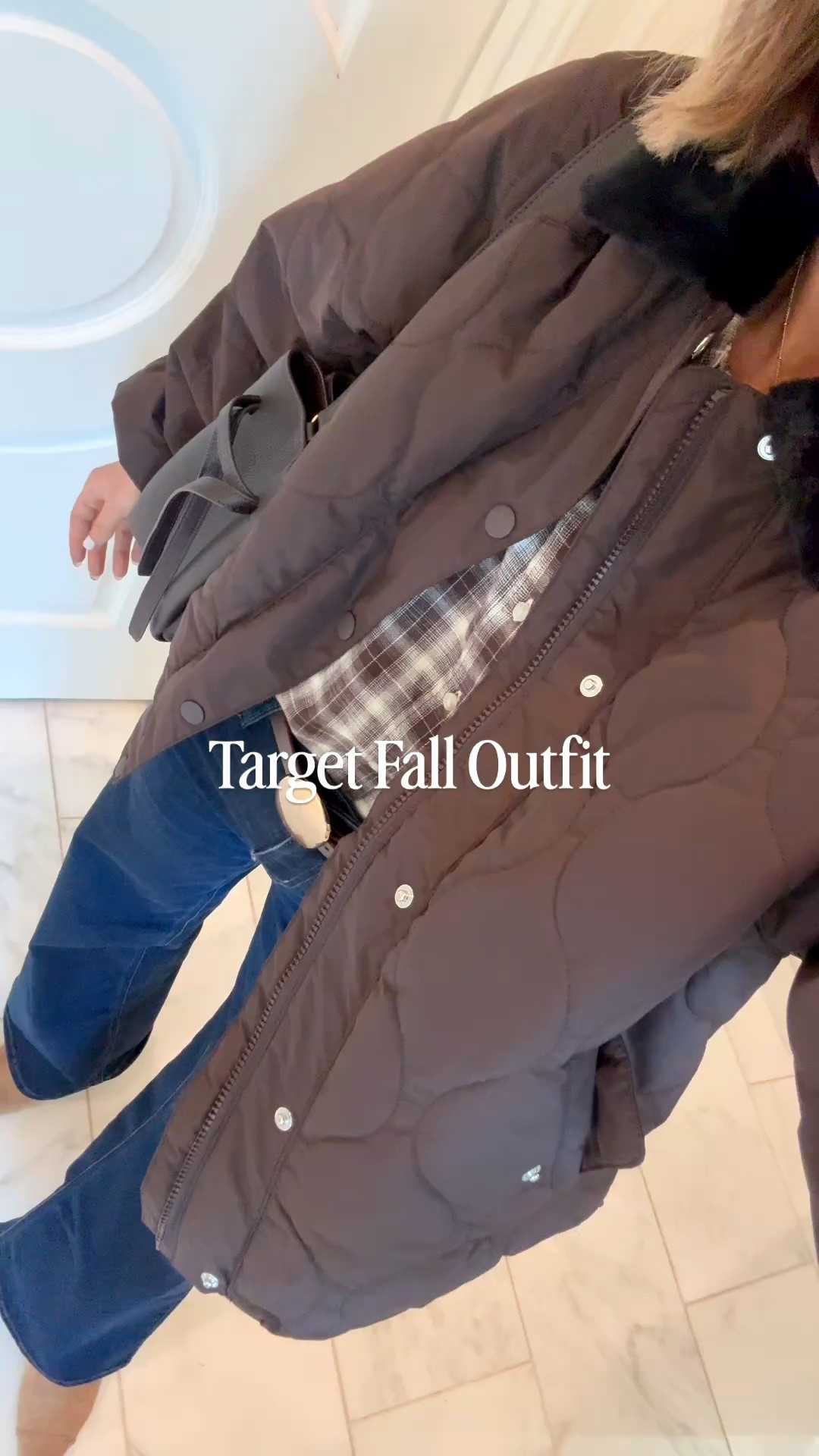 This @Target jacket is back in stock in a chocolate brown color! So cute. I’m wearing my true size small!