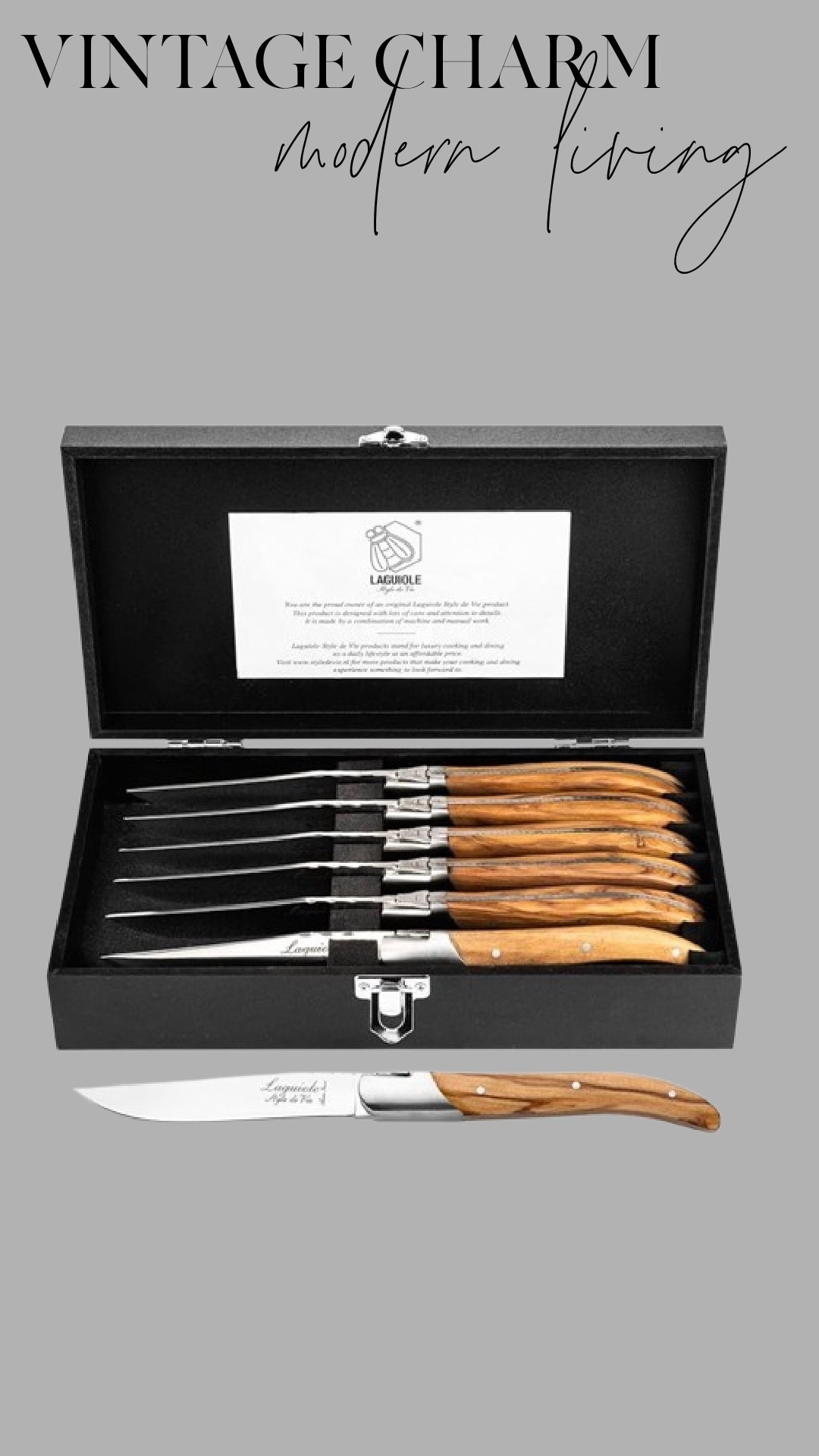 If you love a collected, European-inspired table, these are it. The wood handles, the craftsmanship, the heirloom feel — they instantly elevate even a simple weeknight dinner.

They come beautifully boxed (hello gift idea), but honestly? These are the kind you keep forever. Timeless. Understated. Worth it.