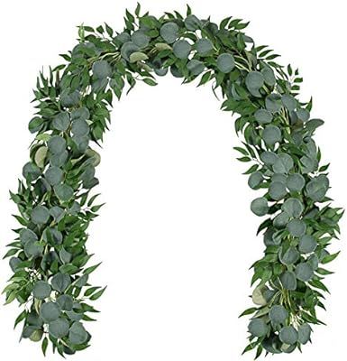OCEANPAX 2Pack 6.6 FT Eucalyptus Garland with Willow Leaves Artificial Greenery Garland for Backd... | Amazon (US)
