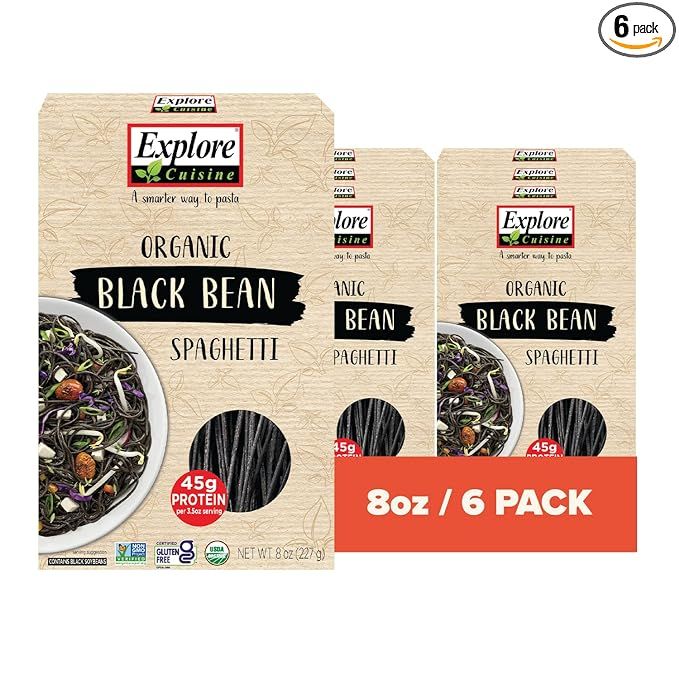 Explore Cuisine Organic Black Bean Spaghetti - Pack of 6 (8 oz) - Easy-to-Make Gluten Free Pasta ... | Amazon (US)