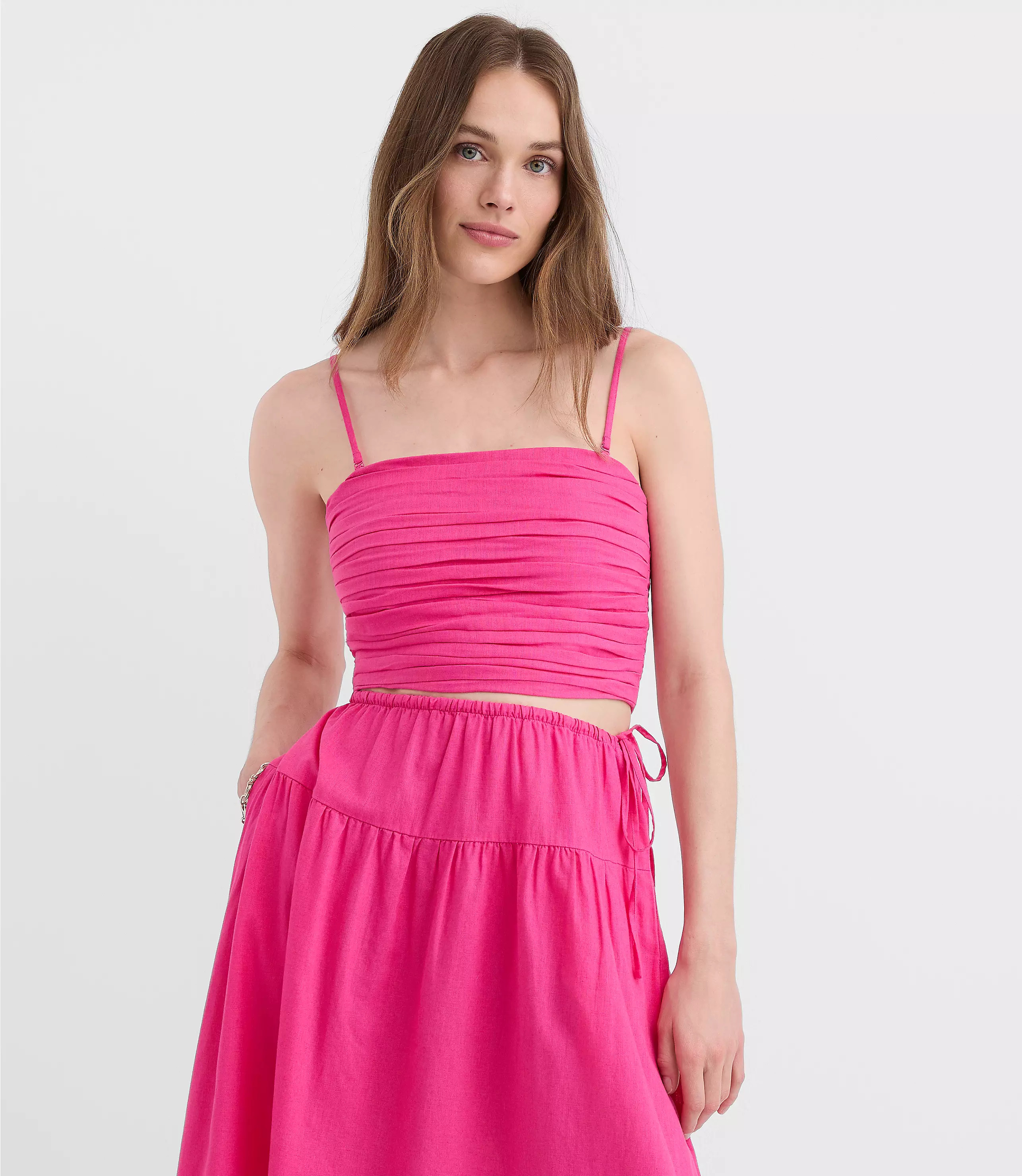 LOFT Beach Ruched Linen Cotton Top | LOFT