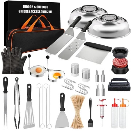 OHHANI 140Pcs Griddle Accessories Kit for Blackstone Camp Chef, BBQ Grill Tools Set with Spatulas, Squeeze Bottles, Tongs, Scraper, Storage Bag, for Outdoor Camping | Walmart (US)