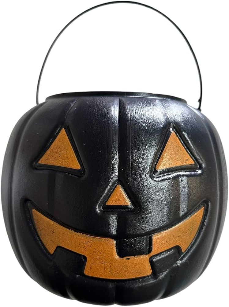 Halloween Pumpkin Treat Pail, Black, 8", Trick or Treat Decoration (Black) | Amazon (US)