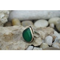 925 Ring Vintage Sterling Silver Green Faux Stone Statement Jewelry Size 8 Art Deco 509 | Etsy (US)