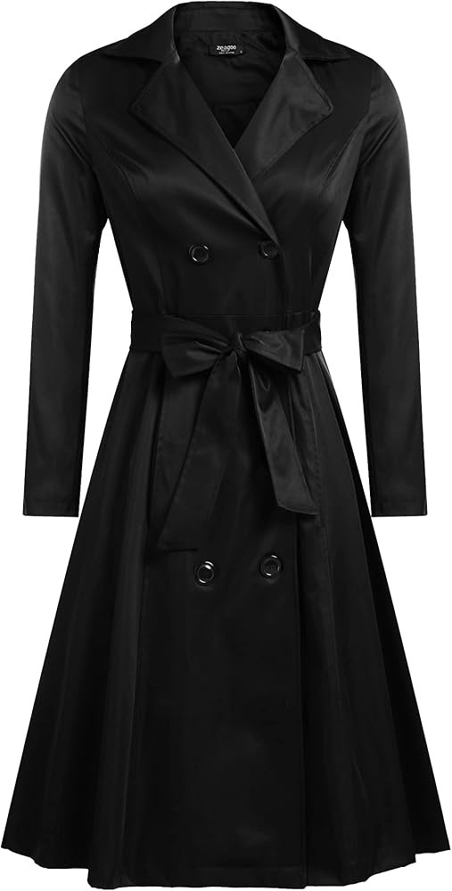 Zeagoo Women's Trench Coats Double-Breasted Long Coat with Belt | Amazon (US)