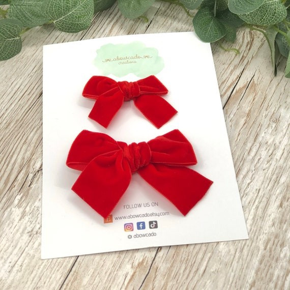 RED Velvet Bow  Velvet Hair Bows  Velvet Baby Bow  Baby - Etsy | Etsy (US)