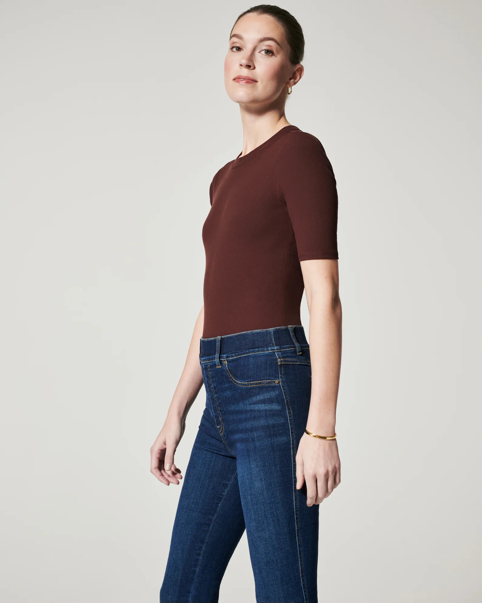 Suit Yourself Ribbed Crew Neck Short Sleeve Bodysuit | Spanx