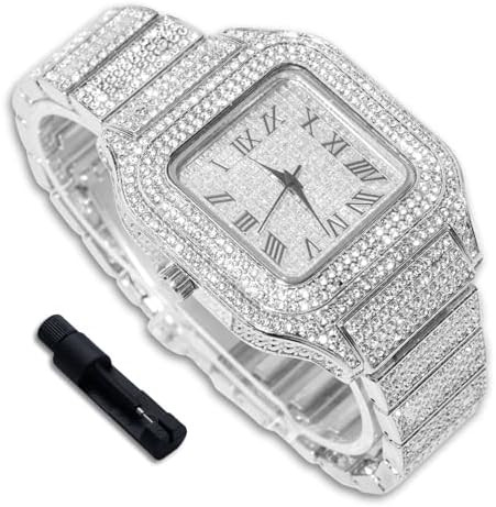 Luxury Diamond Watch for Kids Teen - Iced Out Bling 18K Real Gold/Platinum/Rhodium Black Plated -... | Amazon (US)