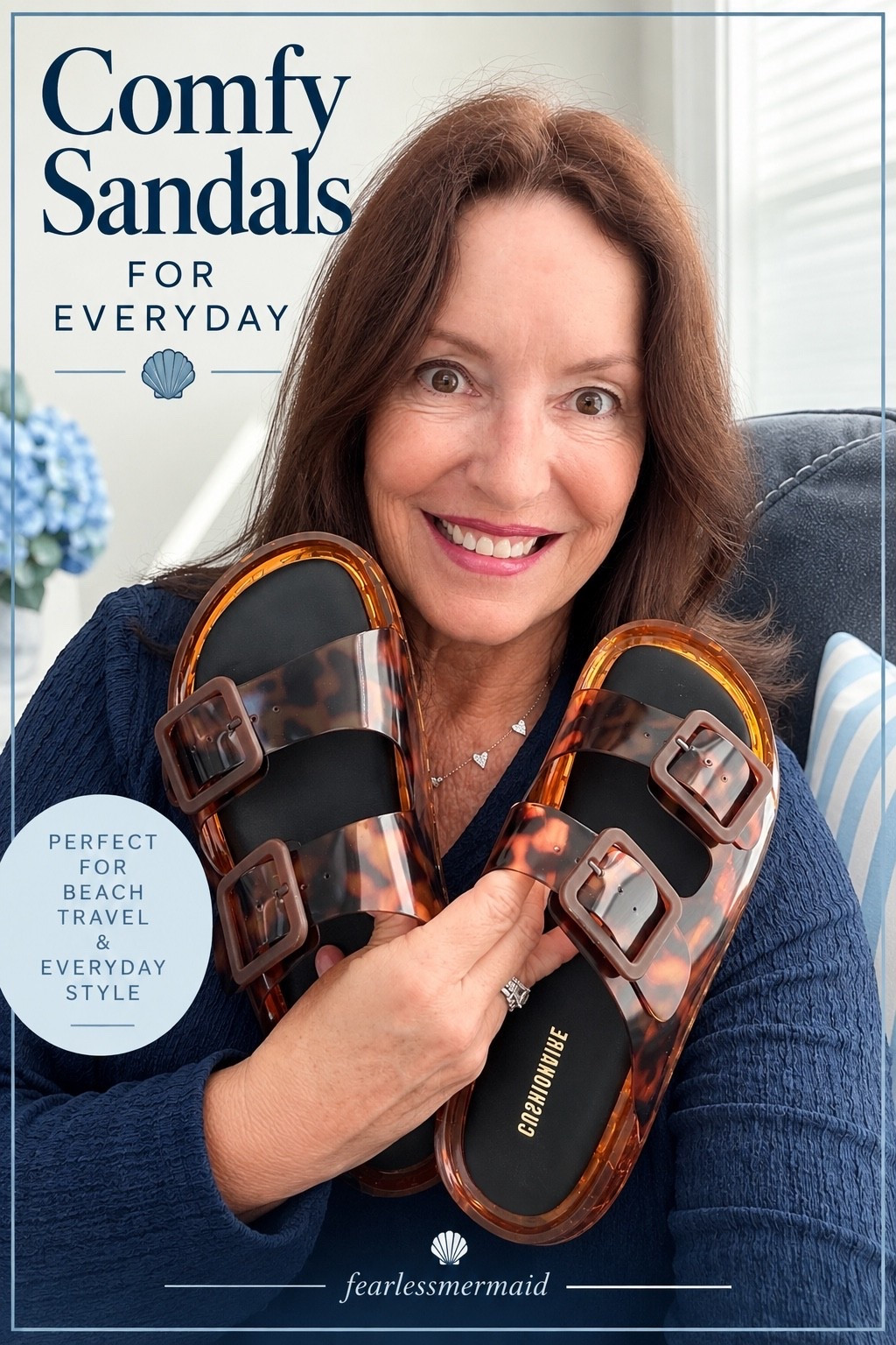 Cute + comfortable! These tortoiseshell double-buckle slides have become such an easy grab-and-go pair for me. I love that they’re adjustable and water resistant, so they work for everyday errands, travel, the pool or beach—and the tortoise makes them look much more polished than a basic slide. 👡🤎 #LTKOver50 #LTKStyleTip #LTKTrave