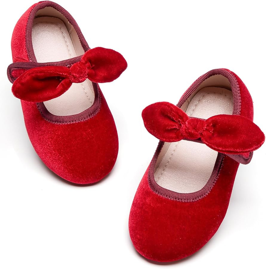 Kiderence Little Toddler Girls Dress Shoes Ballerina Ballet Flats Kids Mary Janes | Amazon (US)