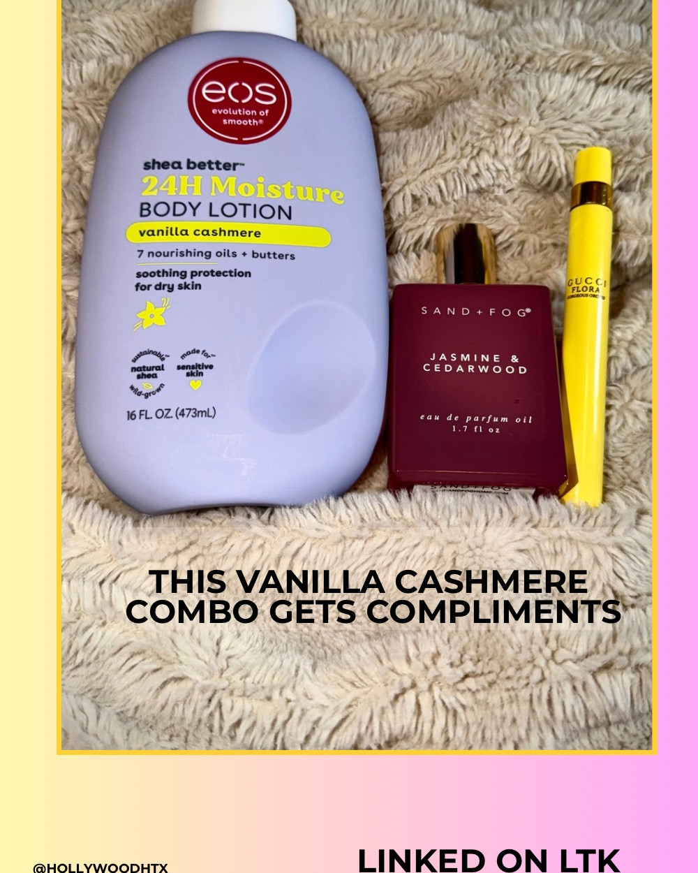 Soft, cozy vanilla with a smooth floral twist. This is my go-to vanilla cashmere layering routine using lotion, oil, and perfume for long-lasting, compliment-worthy skin. Linked on LTK.

#LTKselfcare #LTKgrwm #LTKBeauty