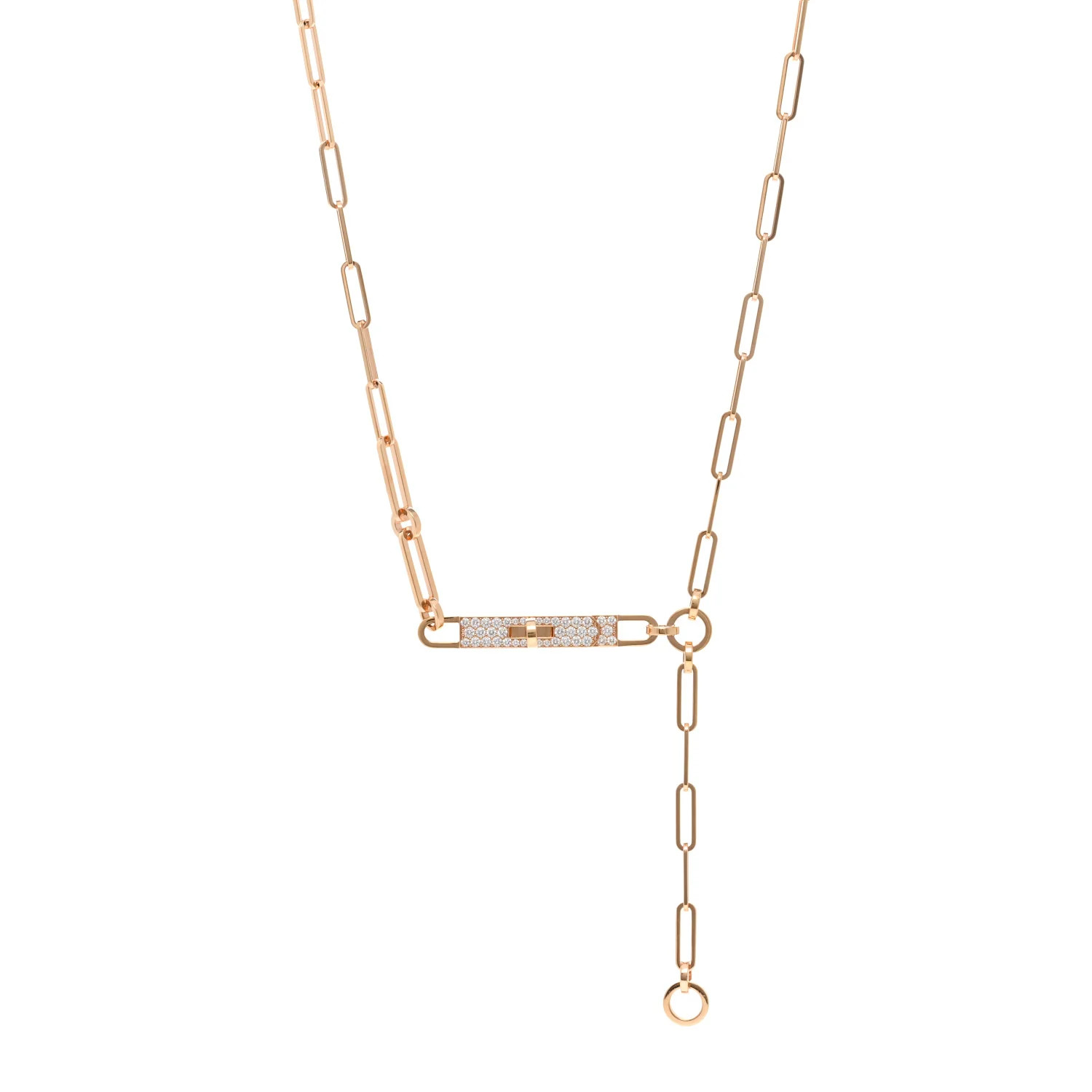 18K Rose Gold Diamond Pave PM Kelly Chaine Lariat Necklace ST | FASHIONPHILE (US)