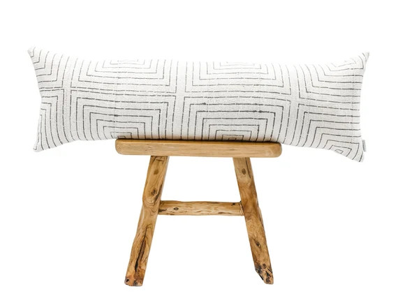 Extra Long Lumbar Pillow Cover Cream White Mudcloth Pillow | Etsy | Etsy (US)