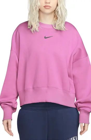 Nike Fleece Crewneck Sweatshirt in Black/Sail at Nordstrom, Size Xx-Large Regular | Nordstrom