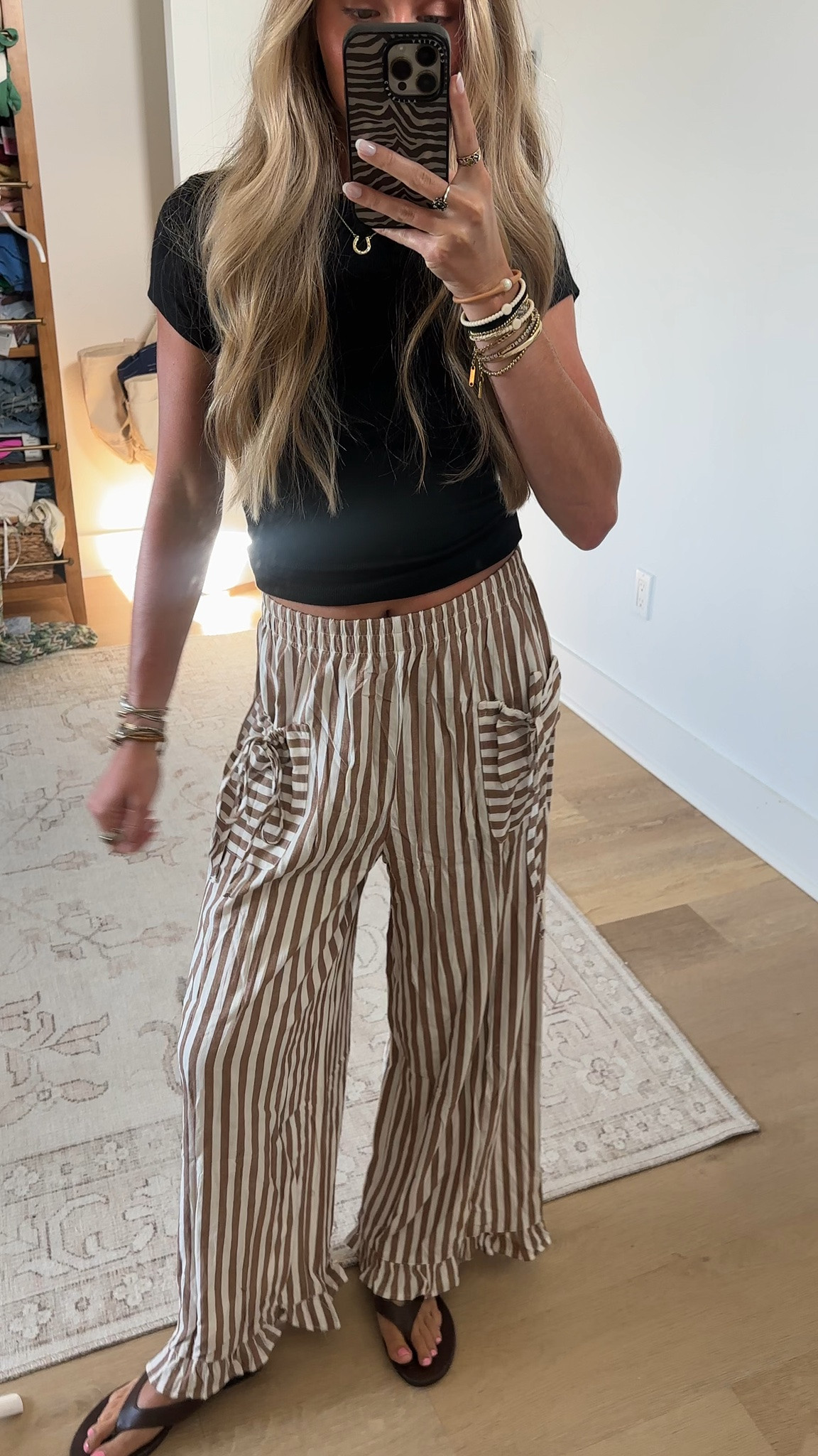 Amazon size small Himosyber Women's Striped Wide Leg Ruffle Hem Palazzo Pants
Elastic High Waisted, Drawstring Pockets, Casual Loose Fit Trousers, Breathable, Beach Vacation Travel Lounge Outfits

#LTKootd #LTKdayinmylife #LTKSaleAlert