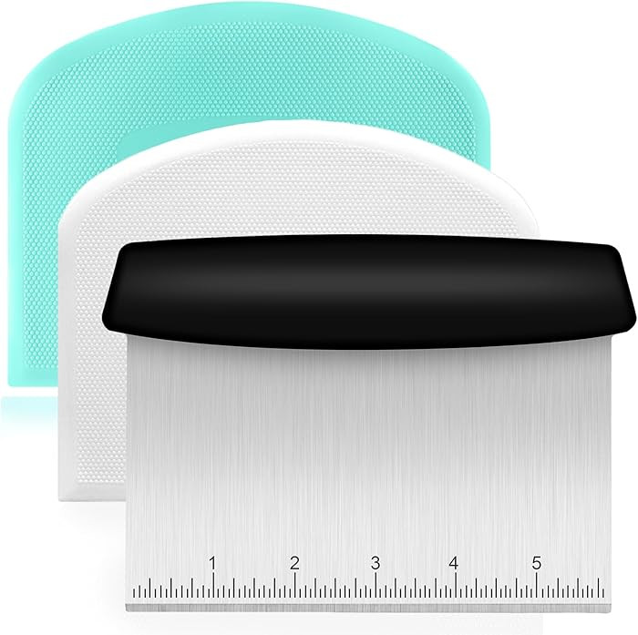 Bench Scraper, Premium Stainless Steel Dough Scraper with 2 PCS Flexible Bowl Scraper, Dough Cutt... | Amazon (US)