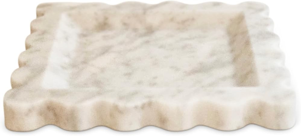 Anacua House | Scalloped Edge Marble Tray (White Carrera Marble) | Amazon (US)