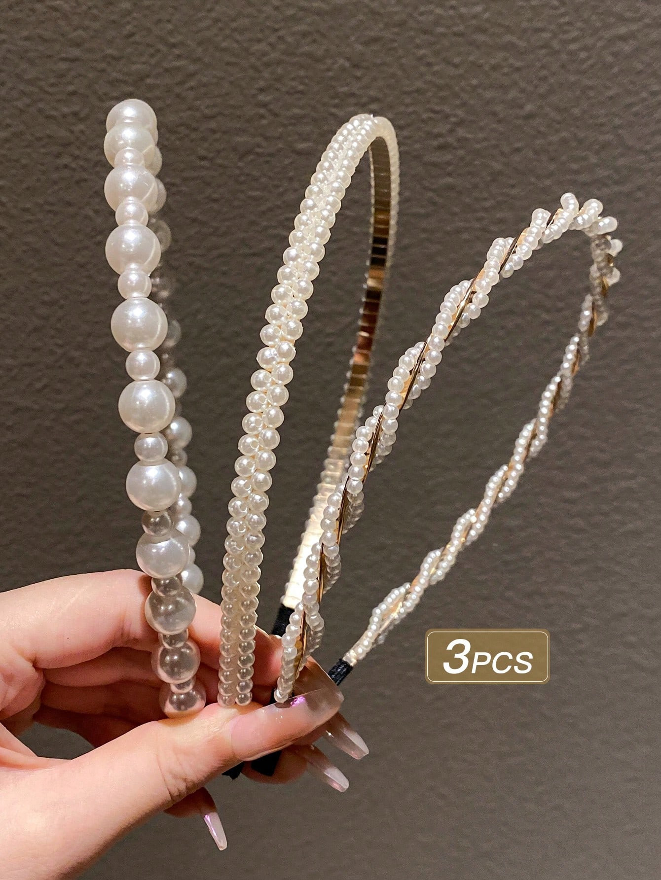Elegant 3-Pack Of Women's Faux Pearl Pressed Headbands | SHEIN USA | SHEIN