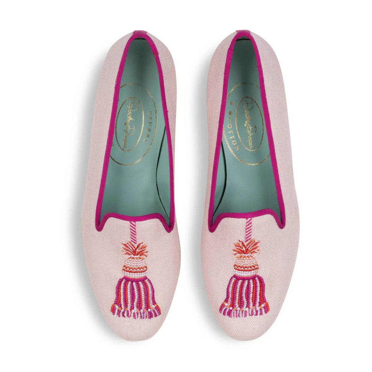 Tassel Blush Linen Slippper | Over The Moon