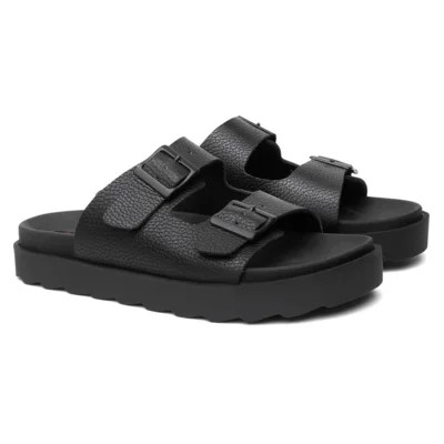 Sandália Papete Feminina Vittal em Couro Preto | Dafiti (BR)