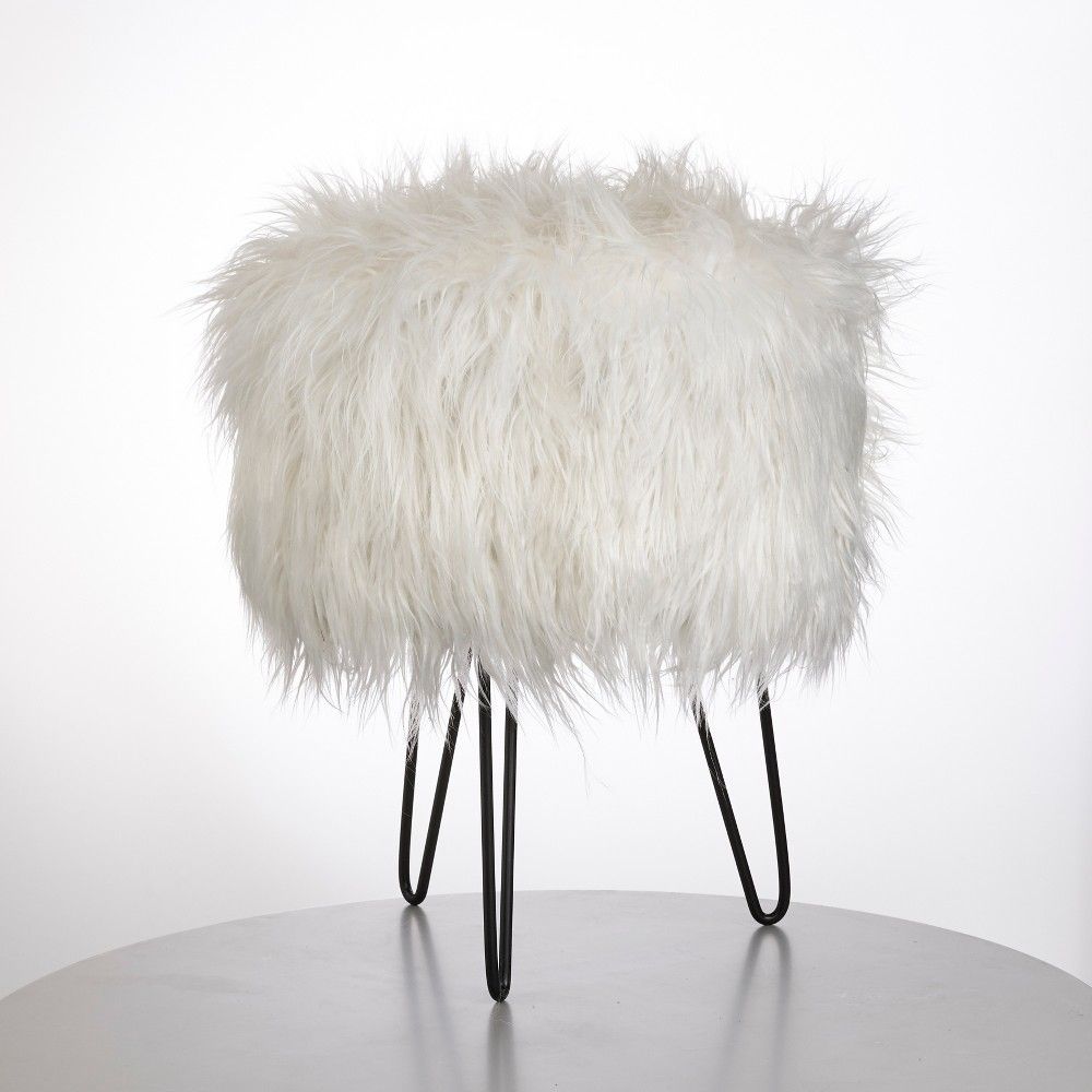 Patrice Faux Fur Stool White - Buylateral, Adult Unisex | Target
