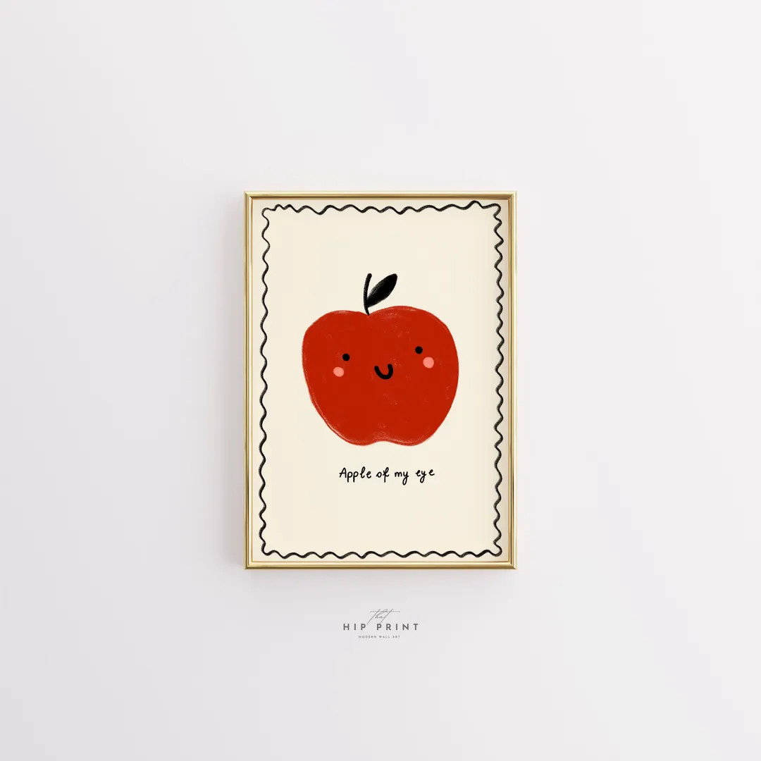 Apple of My Eye Nursery Print,cute Fruit Wall Art for Kids Room,baby Room Decor, Playful Printabl... | Etsy (US)