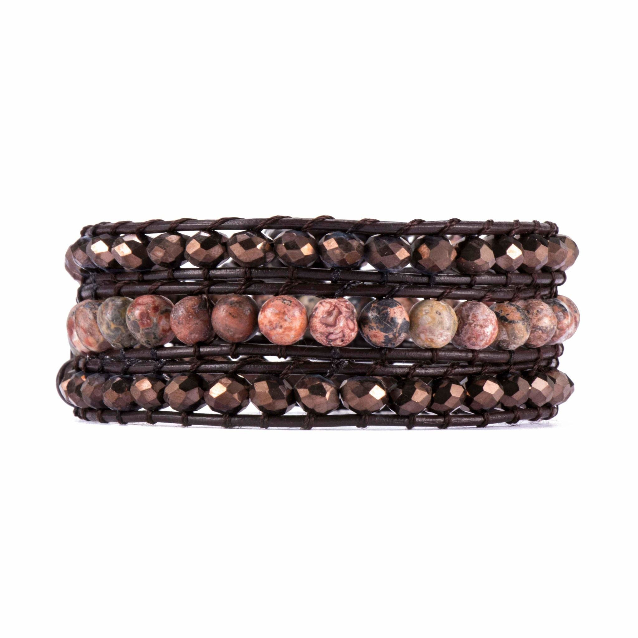 Bronze Crystals with Red Leopard Stone Beads on Dark | Victoria Emerson