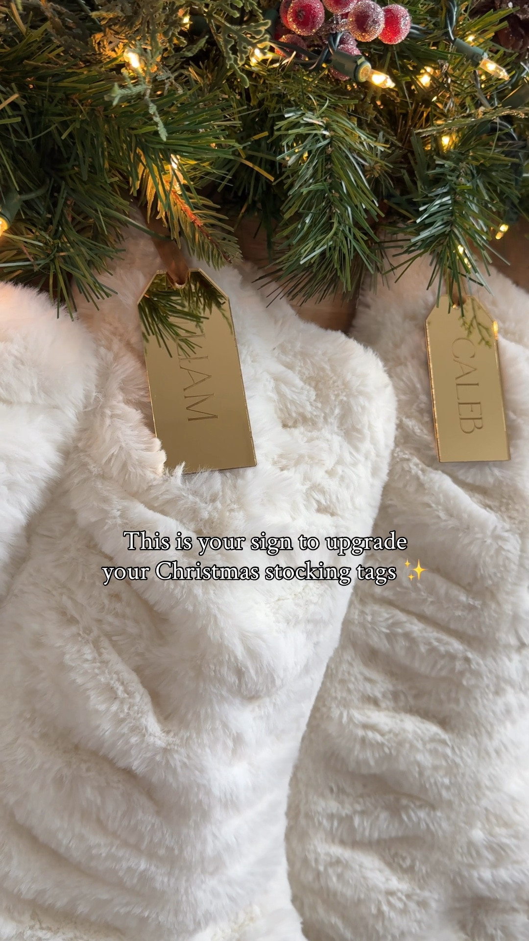 This is your sign up upgrade your Christmas stocking tags! How beautiful are these?! 🤩 Use my code: COZY20 to save 20% off! 

✨ Details: 
Font: boho 
Color: gold


#LTKHome #LTKSeasonal #LTKHoliday