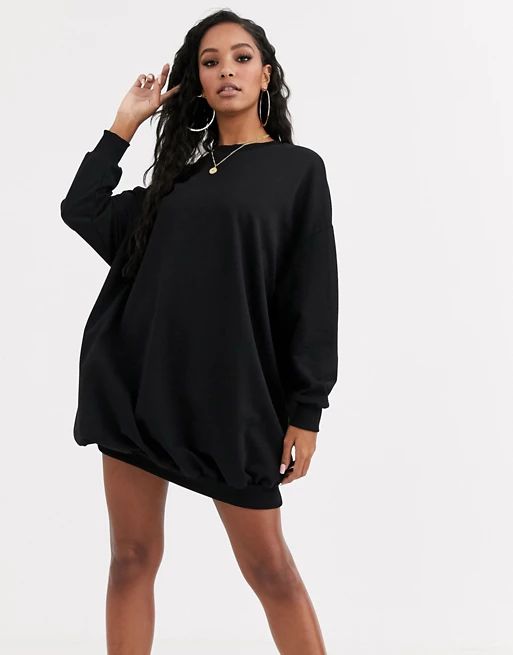 ASOS DESIGN oversized sweat dress in black | ASOS (Global)