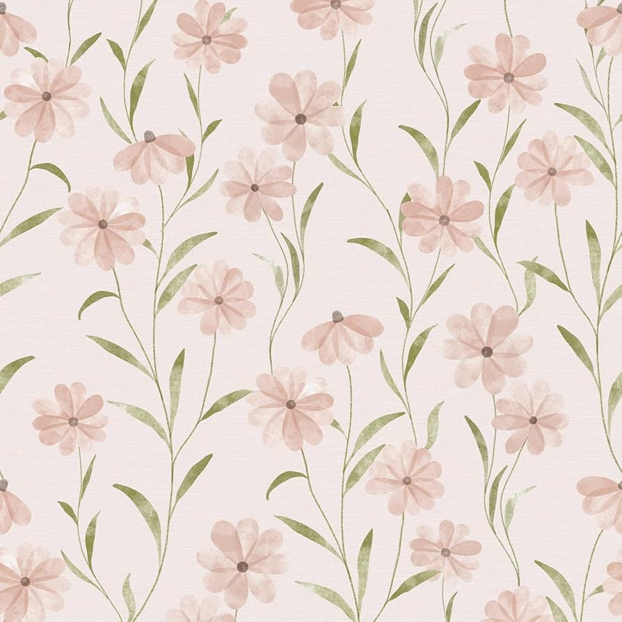 Floral Wallpaper Peel and Stick 393" X 17.7" Daisy Wallpaper Pink Summer Flowers Wallpaper Contac... | Amazon (US)