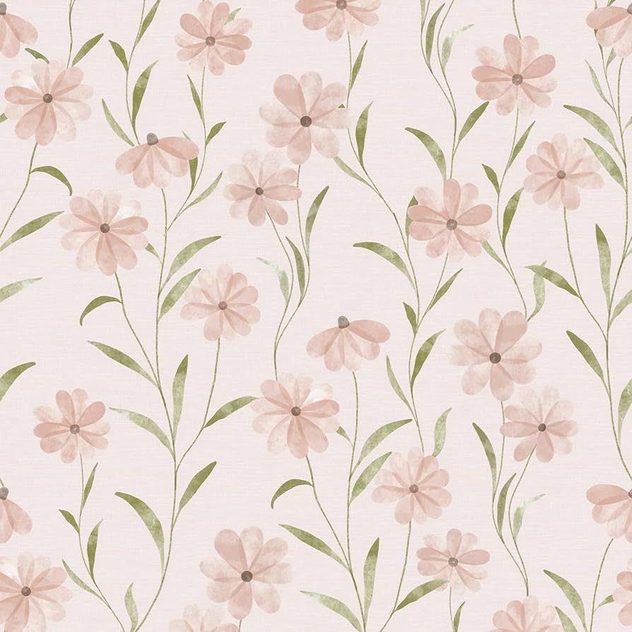 Floral Wallpaper Peel and Stick Pink Cosmos Wallpaper Flower Wallpaper Contact Paper Stick on Wal... | Amazon (US)