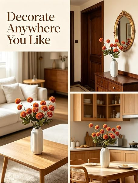 Faux Silk Chrysanthemum, Burnt Orange, 10 Pcs | Amazon (US)