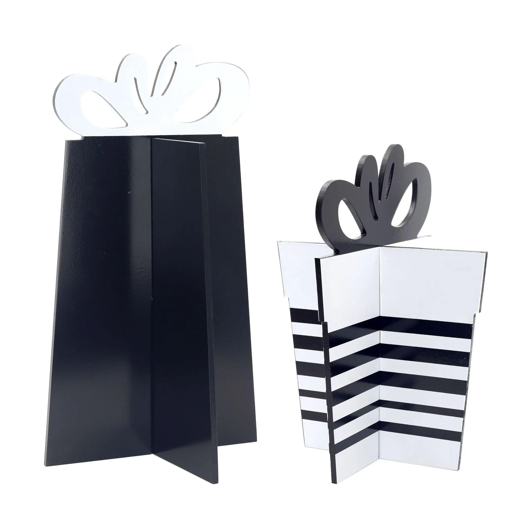 Holiday Time 2 Pack Slotted 18in Black and White Presents Wood Decor | Walmart (US)