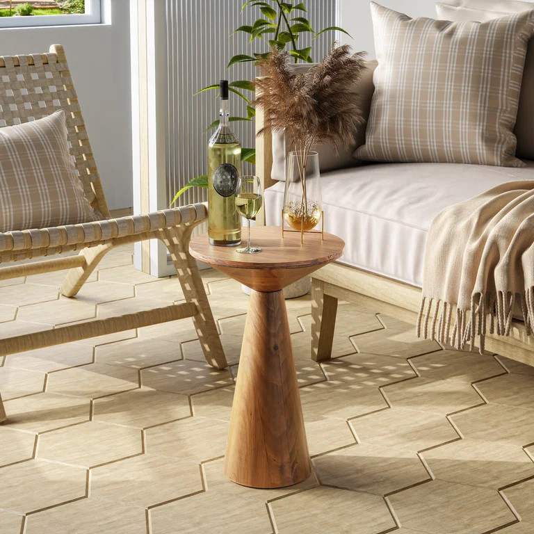 COZAYH Farmhouse Pedestal End Table Round Martini Table Wood Plant Stand Rustic Small Drink Table... | Walmart (US)